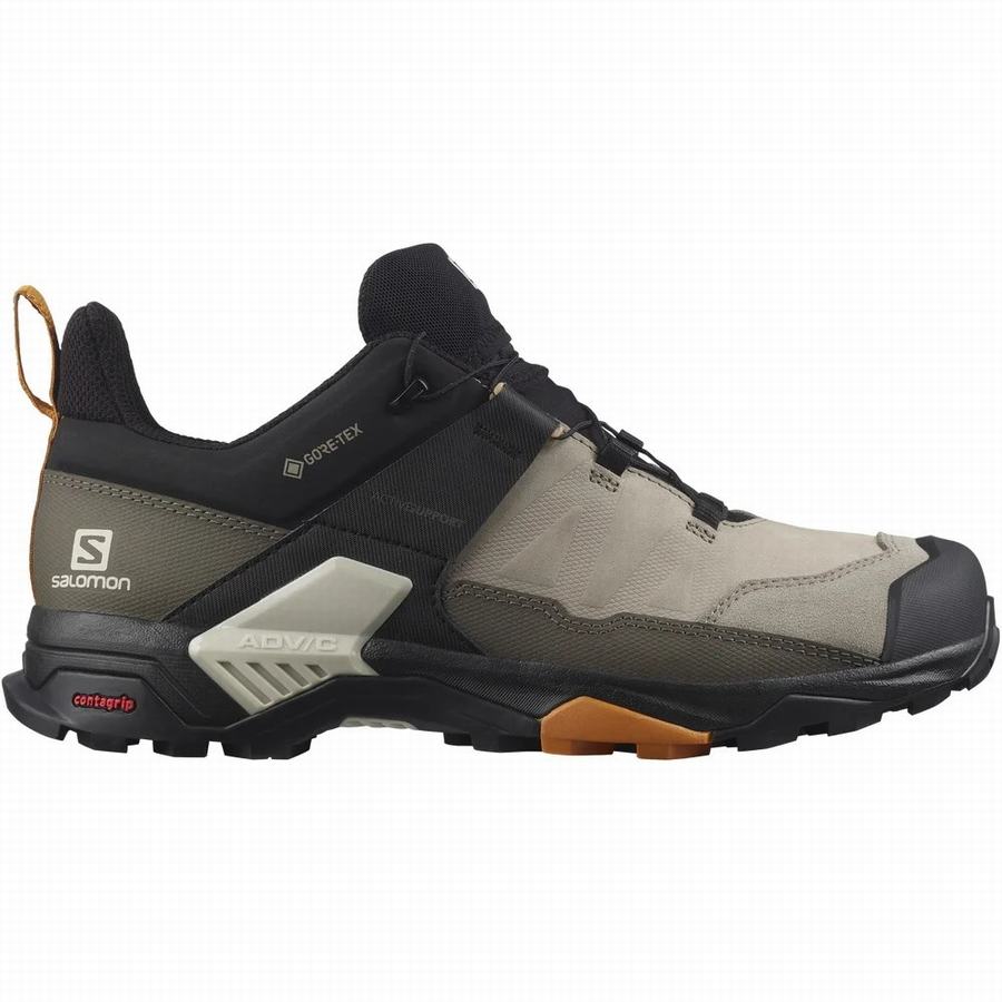 Salomon X Ultra 4 Leather Gore-tex Tursko Herre Svart/Khaki (LHK644AI)